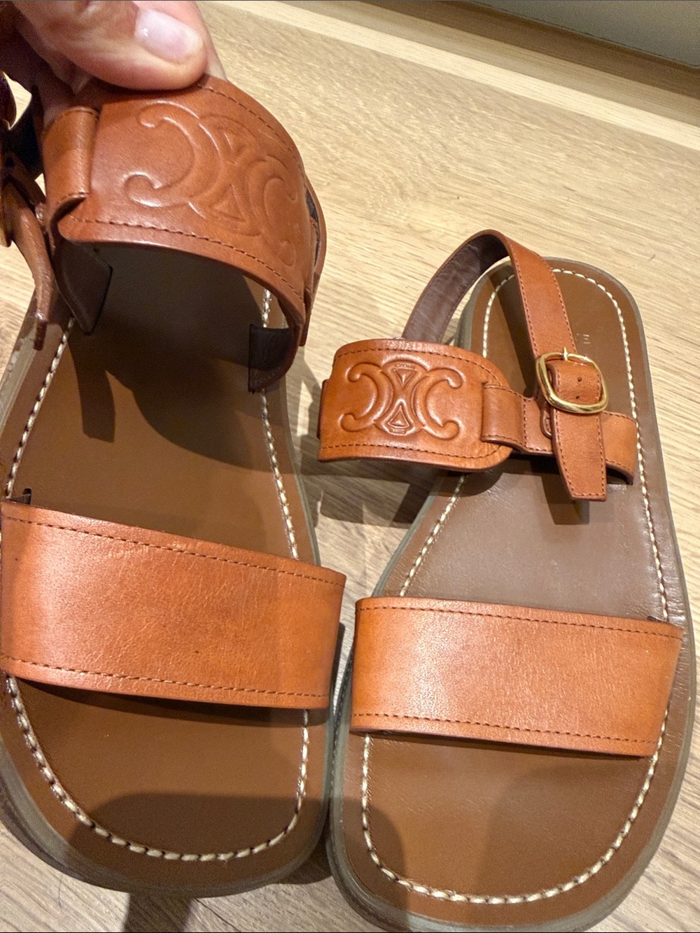 celine triomphe brown sandal 37 fits 7.5/8 - Picture 7 of 7